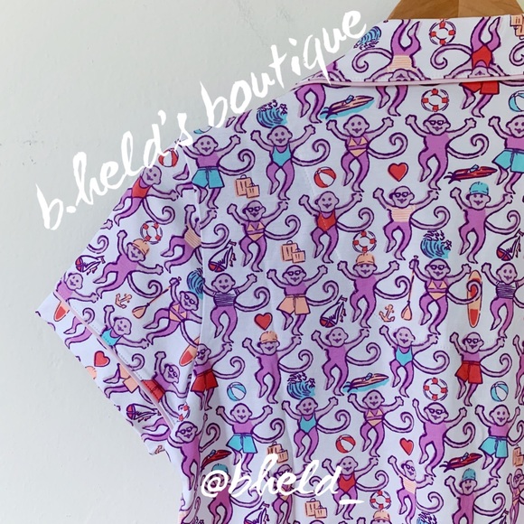 Roller Rabbit Lido Monkey Polo Pajamas in White Monkey Size Small S New NWT - Picture 10 of 17